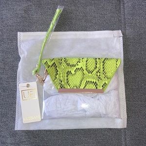 Neon green snake print clutch/wristlet
